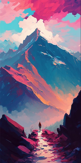 Majestic Mountains Painting Generative ai