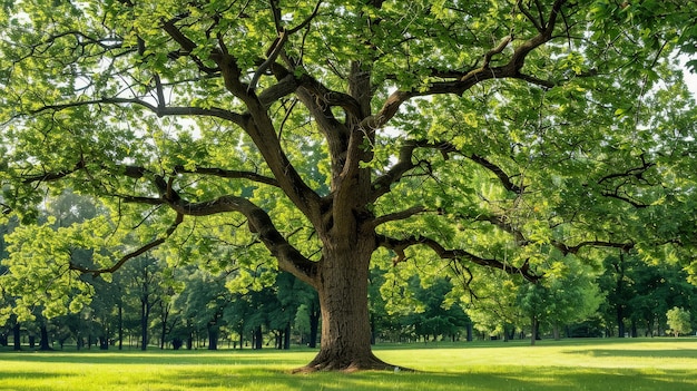 A Majestic Oak Tree in a Lush Green Meadow