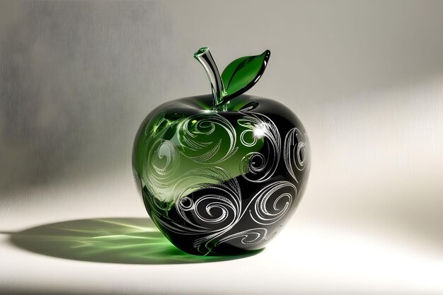 Photo a majestic ornate green and black glass apple