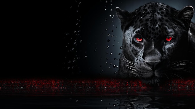 Photo majestic panther standing on black background with copy space for wild animals banner