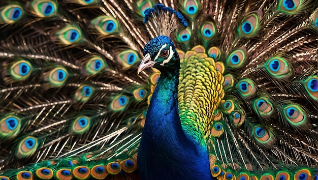 Majestic peacock displays vibrant colors in nature