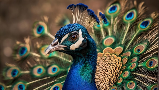 Majestic peacock displays vibrant colors in nature