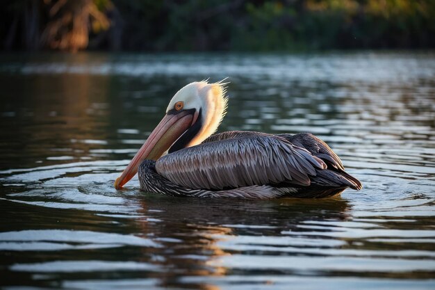 Majestic Pelican Floating Serenely on Water