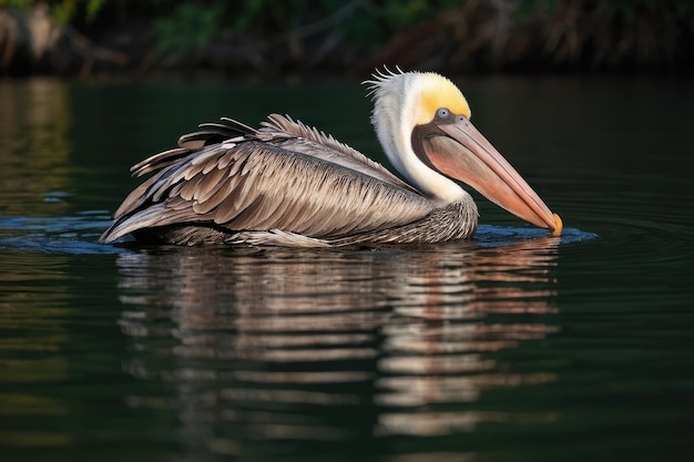 Majestic Pelican Floating Serenely on Water