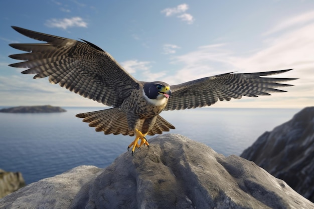 Majestic Peregrine Falcon in Flight Immersive 3D Rendering with Stunning 4K Quality Generative AI