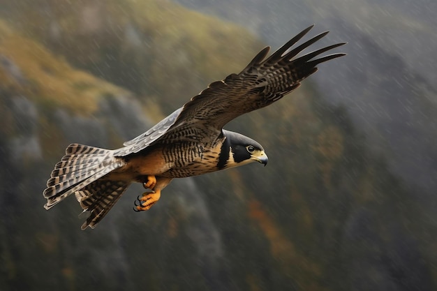 Majestic Peregrine Falcon in Flight Immersive 3D Rendering with Stunning 4K Quality Generative AI