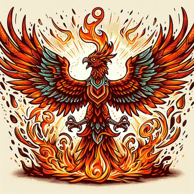 Majestic phoenix spreading its wings ancient gods style