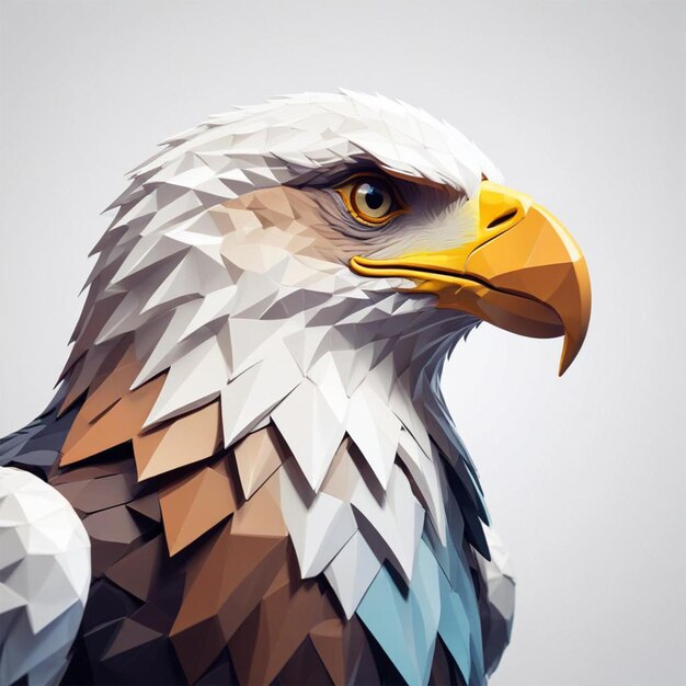 Photo majestic polygonal eagle on a white background