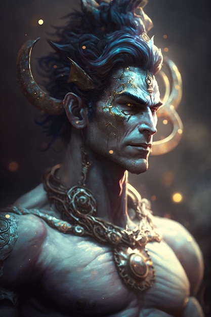 Majestic Portrait of Indra the King of the Elements