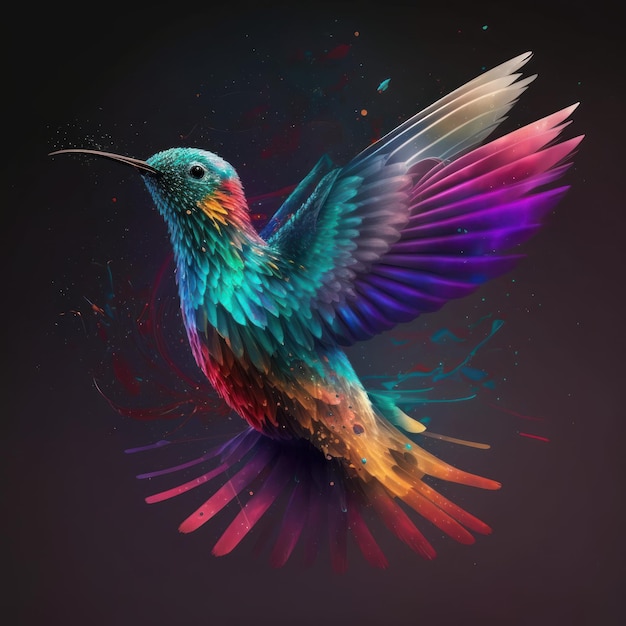 Majestic Rainbow Bird Soaring Through Space