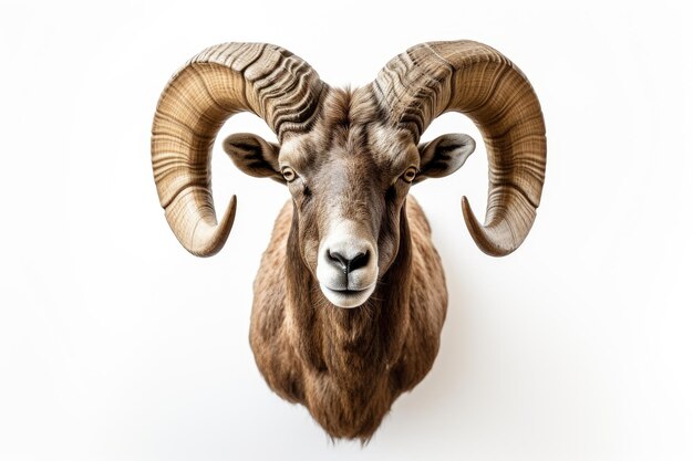 Majestic Rams Head With Magnificent Horns White or PNG Transparent Background