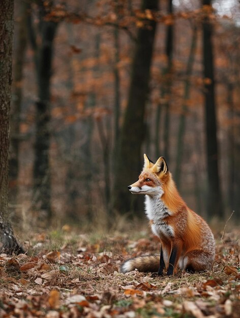 Photo majestic red fox in autumn forest setting