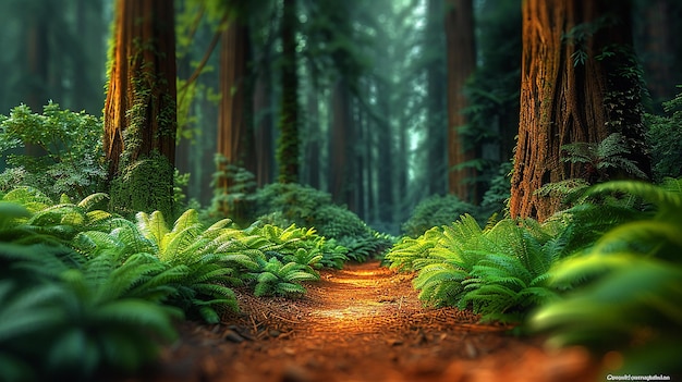 Majestic Redwood Forest with Towering Trees