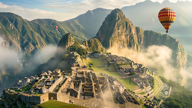 The majestic ruins of Machu Picchu an ancient city in the Andes Mountains of Peru