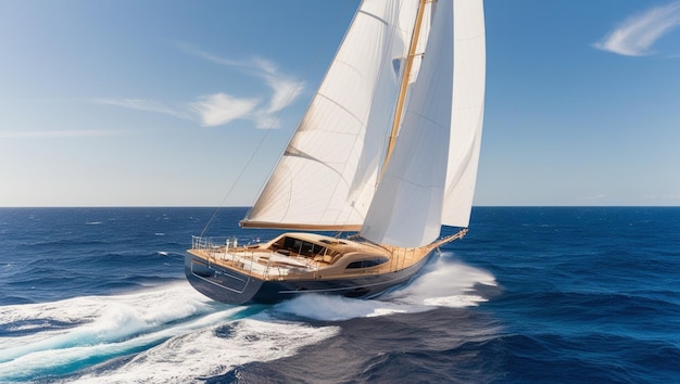 Photo a majestic sailboat cutting through the open ocean