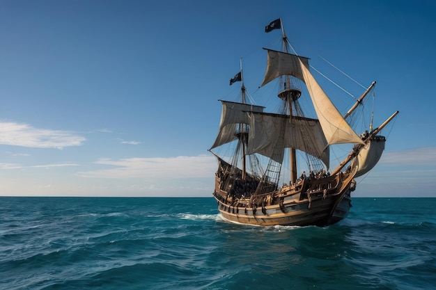 Majestic Sailing Ship on the Open Sea