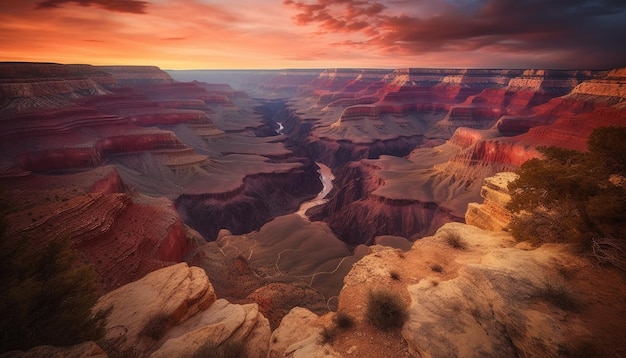 Majestic sandstone cliff formation a natural landmark generated by AI