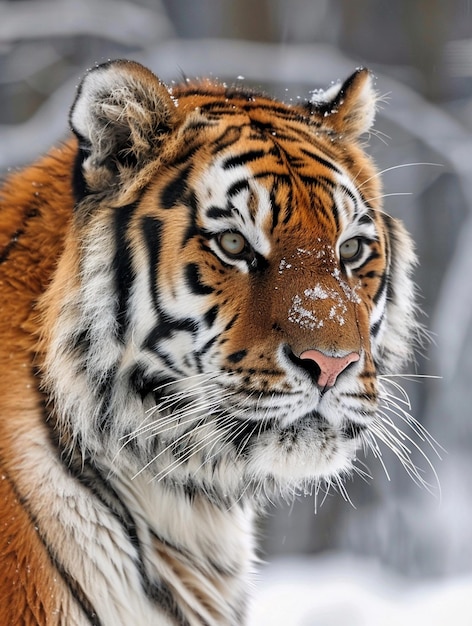 Photo majestic siberian tiger in snowy wilderness