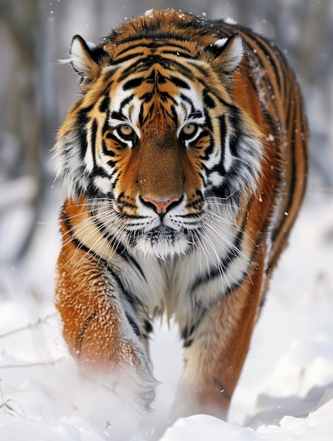 Photo majestic siberian tiger in snowy wilderness