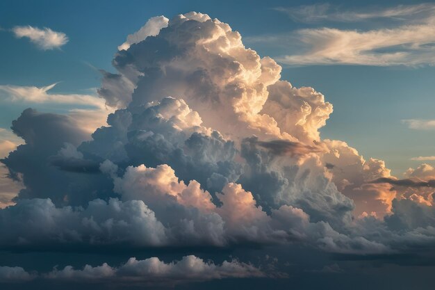 Majestic Sky Pillars Cumulus Clouds at Sunset