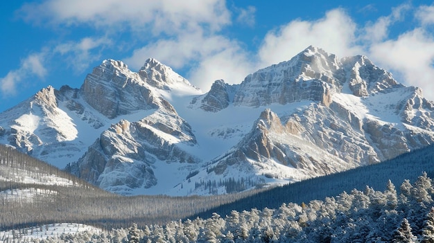 Majestic SnowCapped Mountain Peaks Under Clear Sky