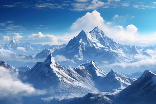 Majestic SnowCapped Mountain Range Generative AI