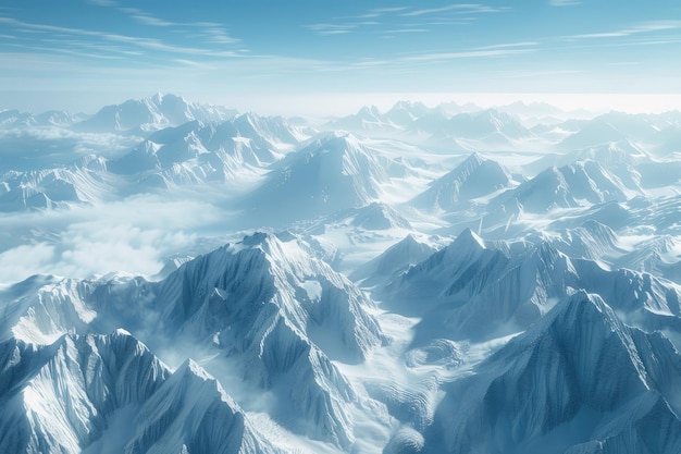 Majestic SnowCapped Mountains in Aerial View of Winter Wonderland