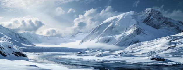 Majestic SnowCovered Mountains in Winter Panorama