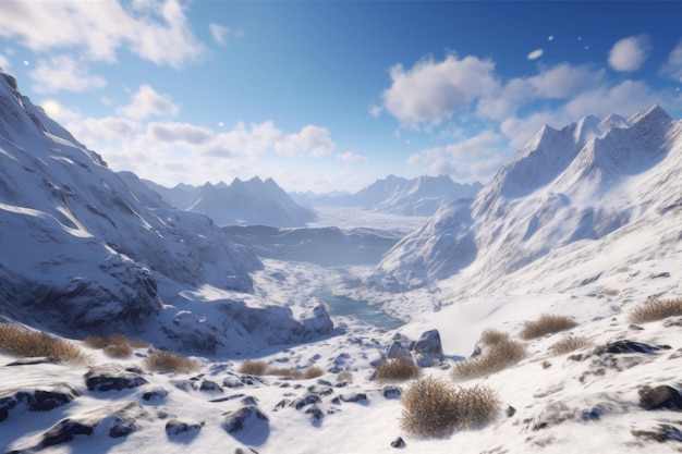 Majestic Snowy Mountain Landscape Generative AI