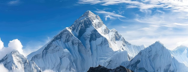 Majestic Snowy Mountain Peak Under Blue Skies