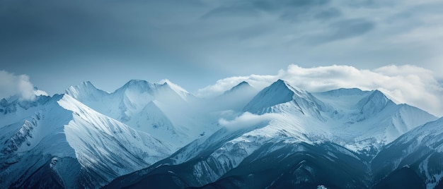 Majestic Snowy Mountain Peaks Under Blue Sky