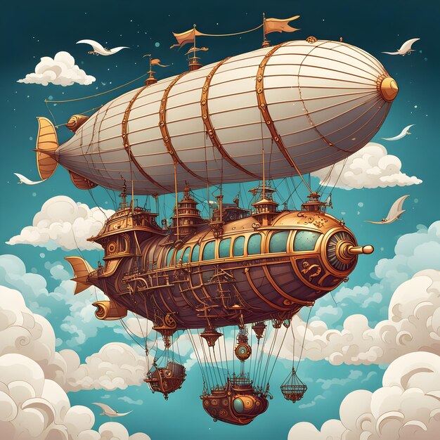 Photo majestic steampunk airship