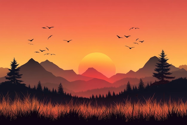 Majestic Sunrise in Mountain Landscape