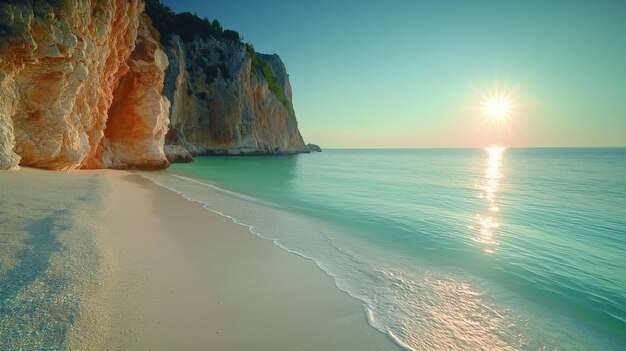 Photo majestic sunset at egremni beach lefkada dramatic cliffs and white sand