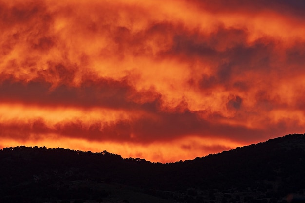 Majestic sunset in the mountains landscape