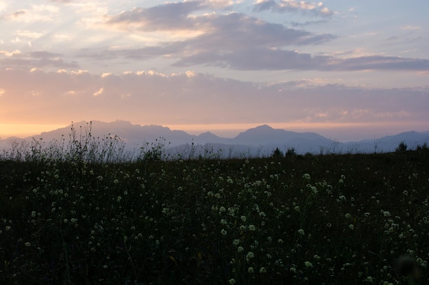 Majestic sunset in the mountains landscape