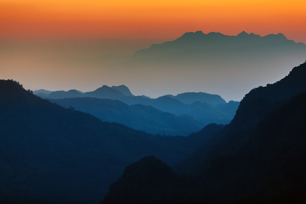 Majestic sunset sky over the mountains