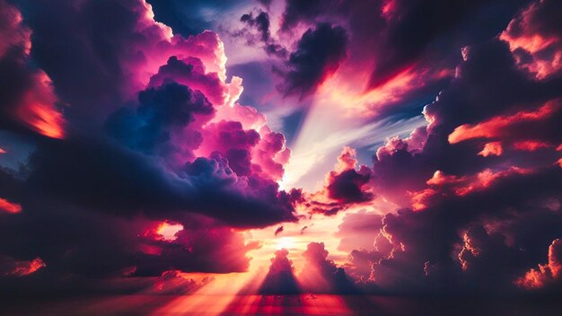 Majestic Sunset with Clouds and Sun Rays