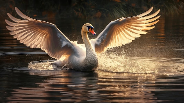 A majestic swan gliding on water AI generated