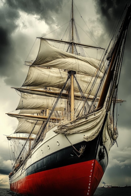 Photo majestic tall ship sailing in stormy seas