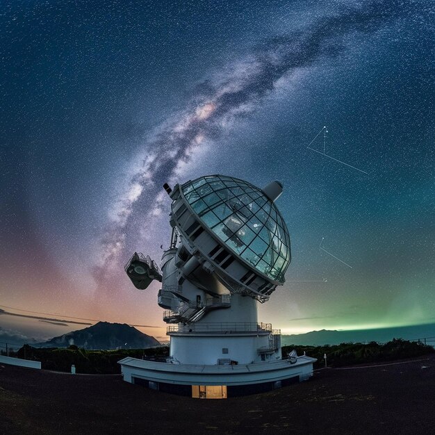 Photo majestic telescope on mauna kea a view above the clouds