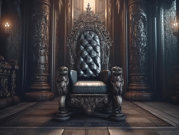 Majestic throne room decorated with patterns in the gloom