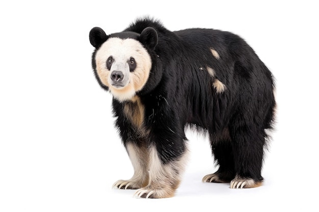 A majestic Tian Shan bear with white claws on a white background