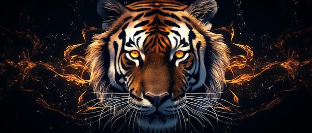 Majestic Tiger Visage Generated by AI