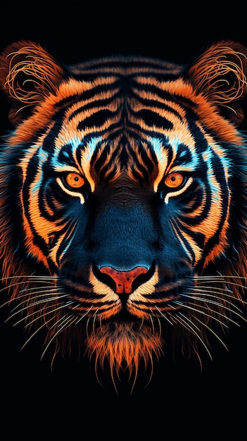 Majestic Tiger Visage Generated by AI