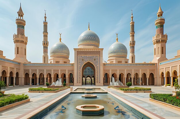 Majestic traditional mosque with iconic Islamic architectural elements Classic