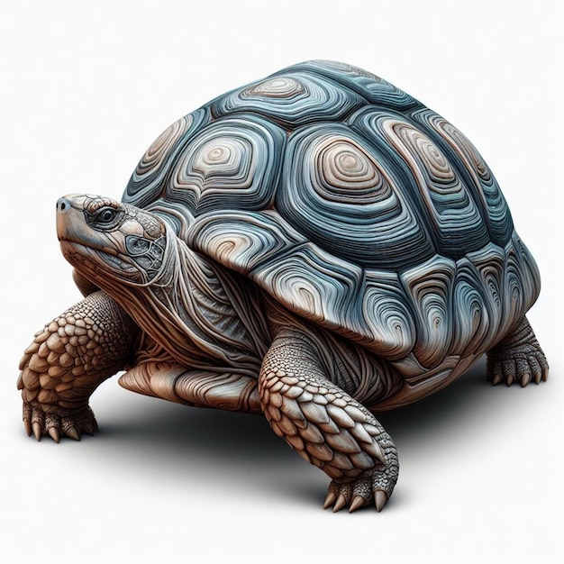 Majestic Turtle Portrait Ultra Realistic Image Set Against Pure White