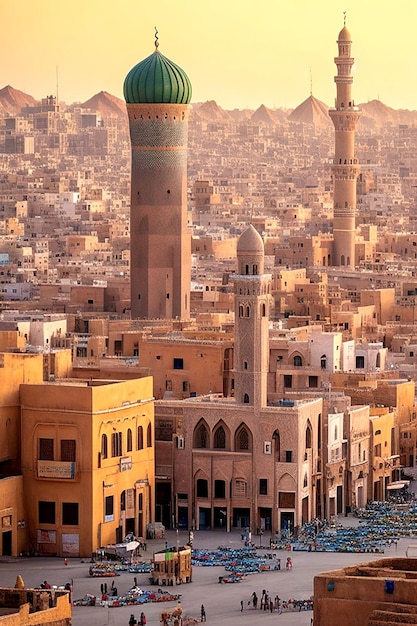 A majestic view of the skyline of Medina Saudi Arabia Aigenerated