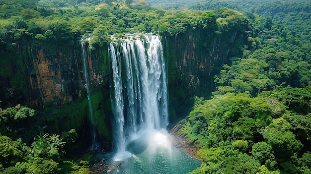 Majestic Waterfall in Lush Rainforest