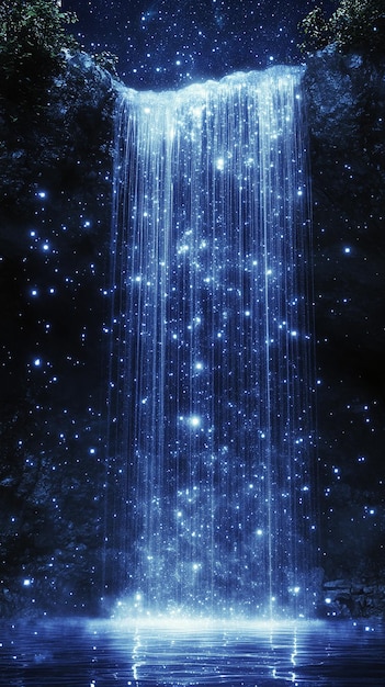 Photo majestic waterfall of stars a glowing cascade in cosmic splendor